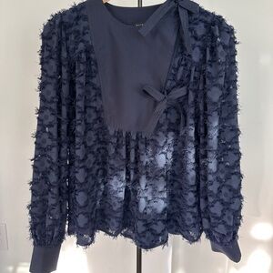 Current Air Navy Blue Textured Blouse